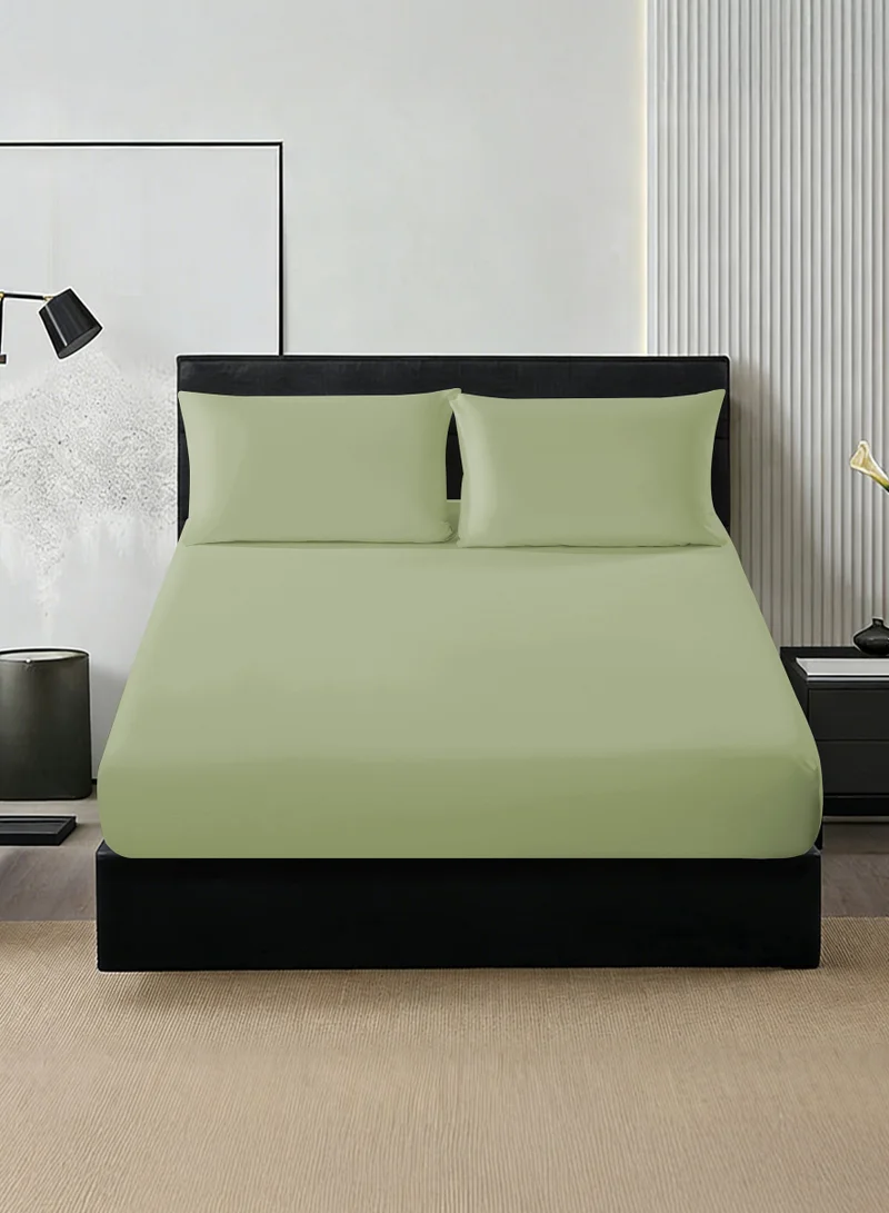 Donetella Bedding Fitted Sheet - Fits 200x200 Cm For Super King Bed - 3 Pcs (1 Fitted Sheet and 2 Pillowcases) - 35 Cm Deep Pocket - Solid Bed Sheet