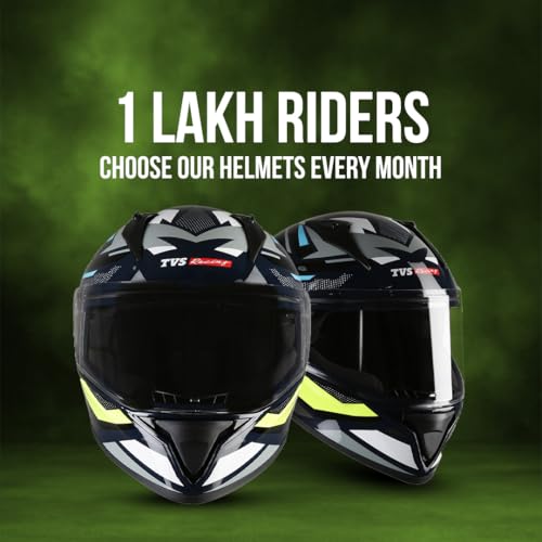 TVS Racing Titan Series Full Face Helmet for Men | Premium Bike Helmets with ABS Shell, UV Paint | Quick Release System | Aerodynamic Design | DOT & ISI Certified (Blue & Yellow, XL) - Image 2