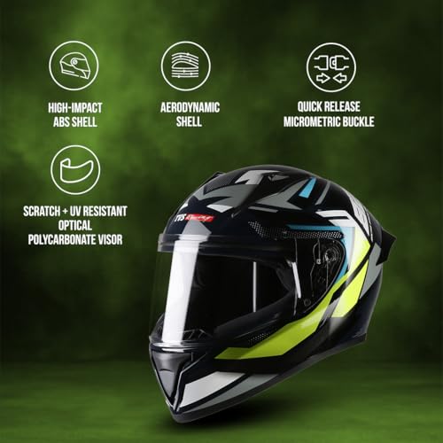 TVS Racing Titan Series Full Face Helmet for Men | Premium Bike Helmets with ABS Shell, UV Paint | Quick Release System | Aerodynamic Design | DOT & ISI Certified (Blue & Yellow, XL) - Image 3