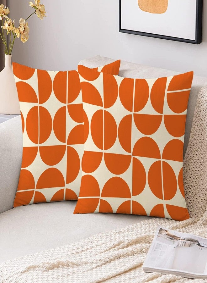 De-Mediocre Orange Mid Century Pillow Covers 70s 80s Retro Throw Pillow Covers Morden Abstract Geometric Decorative Square Cushion Case for Sofa Bedroom Car 18x18 Inch - Image 3