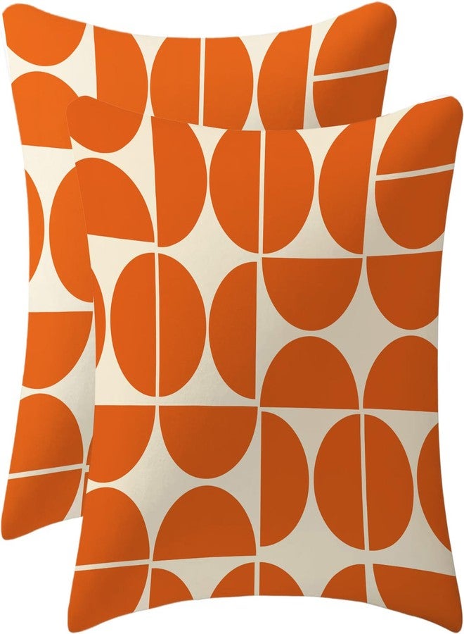 De-Mediocre Orange Mid Century Pillow Covers 70s 80s Retro Throw Pillow Covers Morden Abstract Geometric Decorative Square Cushion Case for Sofa Bedroom Car 18x18 Inch - Image 4