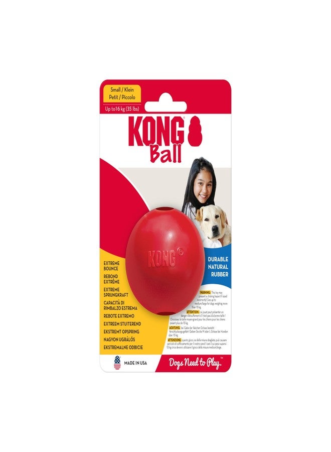 KONG Ball with Hole - Durable Dog Fetch Toy for Training, Interactive Playtime & More - Classic KONG Natural Rubber Ball - Red - For Small Dogs - Image 1