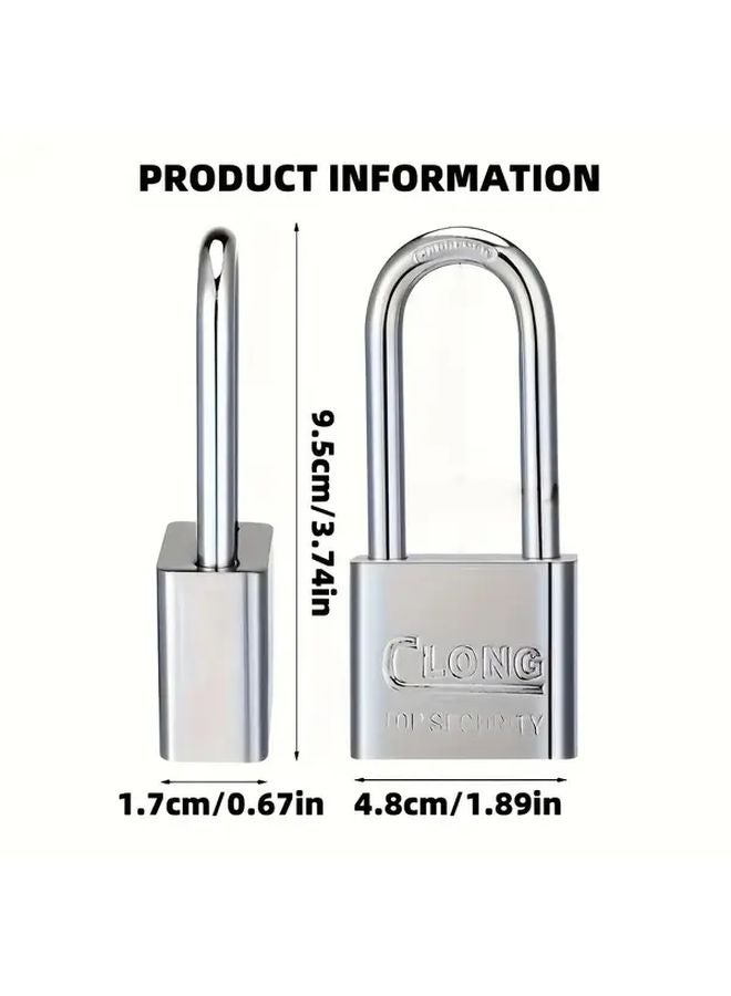 Heavy Duty Long Shackle Padlock With Key Durable Electroplated Finish 1pc - Image 4