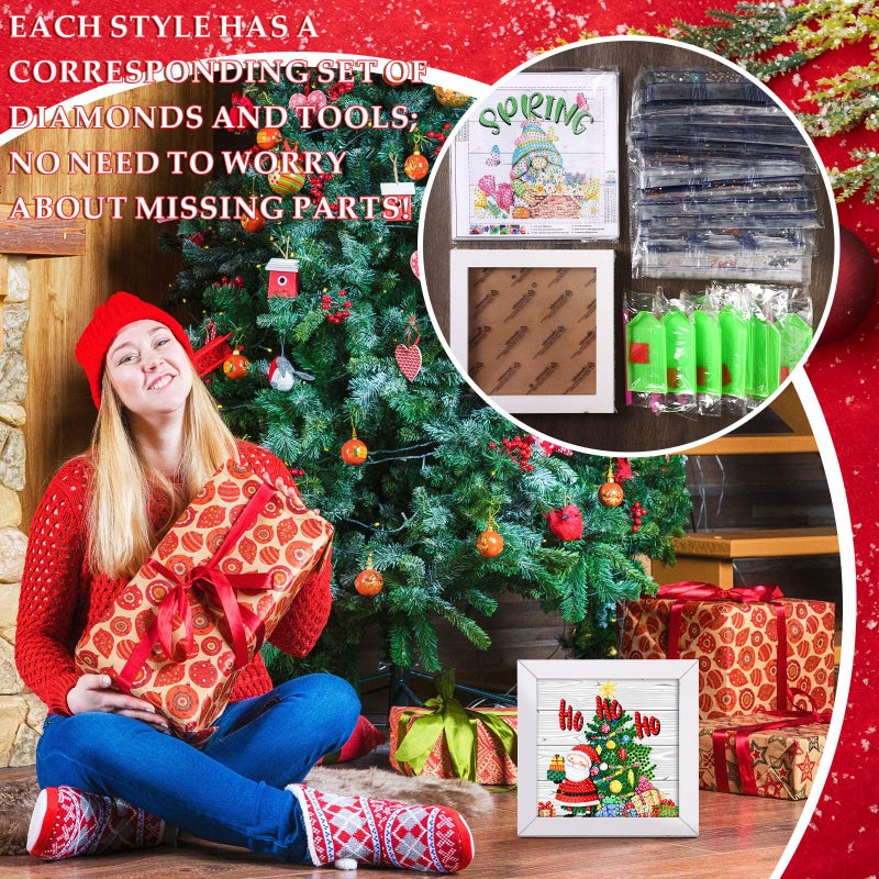 Trandraft 13 Pcs Interchangeable Holiday Small Diamond Art Kits for Adults 5D Seasonal Diamond Painting Calendar 2026 with Frame for Holiday Table Decor Art Craft Gift (Multi Elements) - Image 2