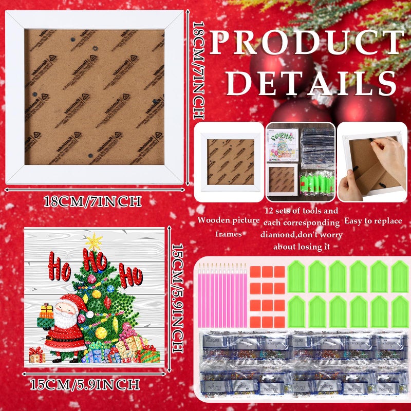 Trandraft 13 Pcs Interchangeable Holiday Small Diamond Art Kits for Adults 5D Seasonal Diamond Painting Calendar 2026 with Frame for Holiday Table Decor Art Craft Gift (Multi Elements) - Image 3
