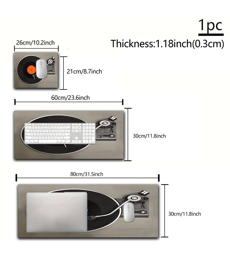 Diatomite Vintage Vinyl Record Mouse Pad 20.9cm X 25.7cm Washable Non Slip Rubber Base - Image 4