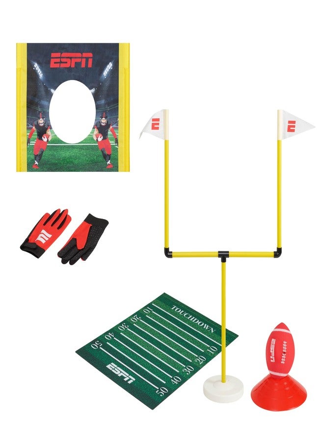 ESPN Kids Football Game Includes Mini Football, Field Goal Post, Passing Target, Receiver Gloves, and Play Mat - Image 1