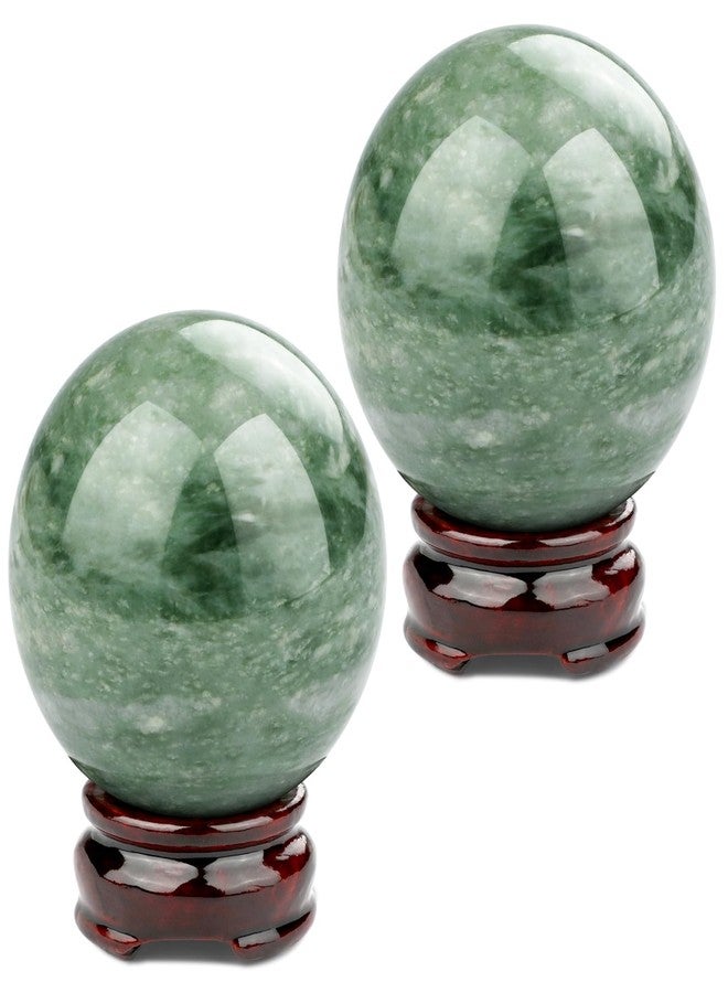 gemshan 2" Natural Jade Crystal Ball Set - Meditation Sphere, Feng Shui Decor, Collection & Home Ornament (2Pcs) - Image 1