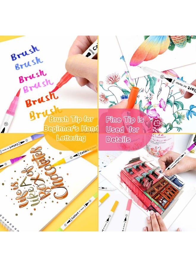 Caliart 72 Dual Brush Pens Art Markers, Artist Fine & Brush Tip Pen Coloring Markers for Adult Coloring Book Journaling Note Taking Lettering Calligraphy Kids Drawing Pens Kit Art Craft Supplies - Image 5