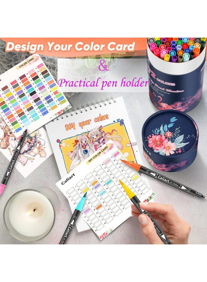 Caliart 72 Dual Brush Pens Art Markers, Artist Fine & Brush Tip Pen Coloring Markers for Adult Coloring Book Journaling Note Taking Lettering Calligraphy Kids Drawing Pens Kit Art Craft Supplies - Image 3