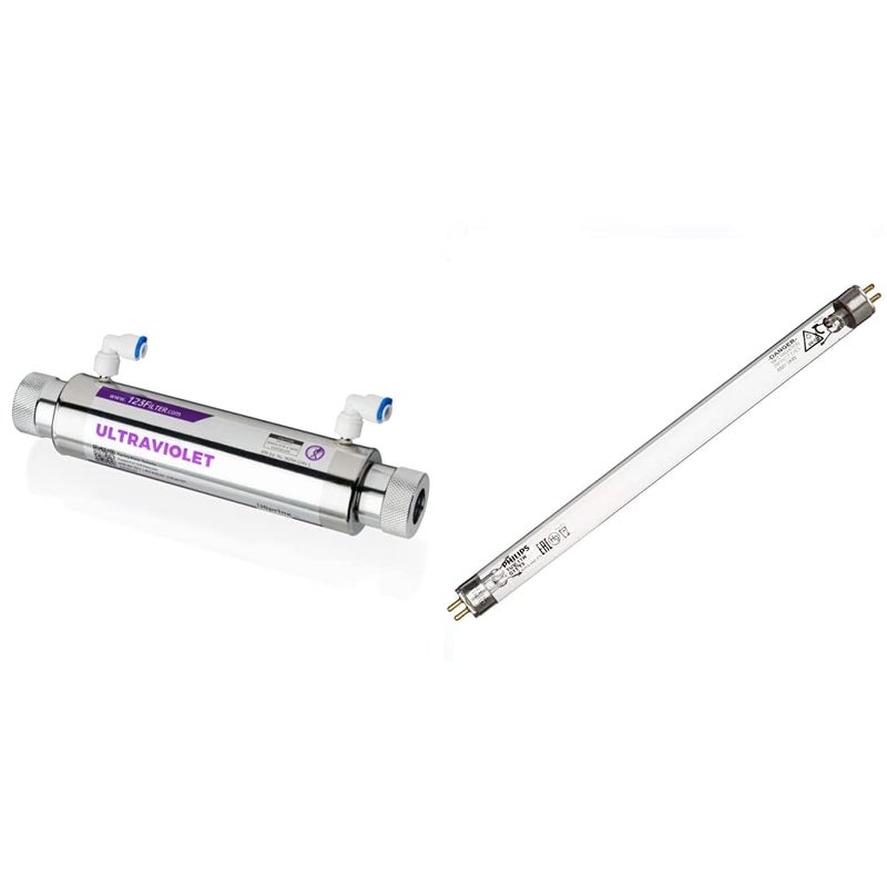 iSpring فلتر مياه UV iSpring UVF11A مع مفتاح تحكم ذكي لتدفق المياه 11 واط 110 فولت 10 بوصة و مصباح UV iSpring UVB11 11 واط 1 جالون في الدقيقة 58 × 8 14 - Image 1
