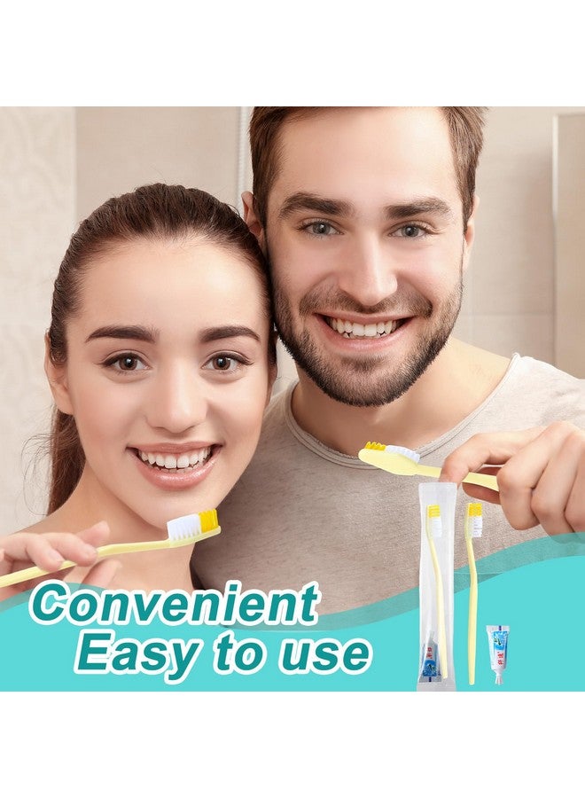 ميكو مجموعة مكونة من 200 فرشاة أسنان للاستخدام مرة واحدة مع معجون أسنان مغلفة بشكل فردي، مجموعة فرشاة أسنان للسفر، مجموعة نظافة المشردين بكميات كبيرة للسفر والفنادق ومأوى المشردين (ذهبي، كلاسيكي) - Image 4