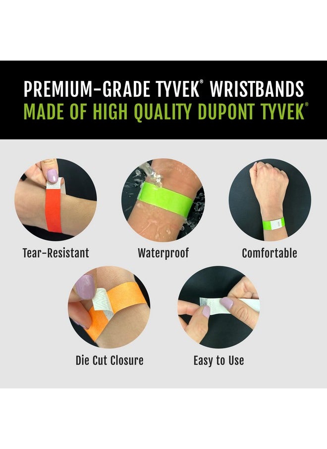 Wristco 600 WristCo Neon Green Tyvek Wristbands for Events - Tamper-Proof Design & Fluorescent Color Prevent Reuse Premium-Grade Bracelets for Hospital & Medical ID, Party & VIP Identification  - Image 3