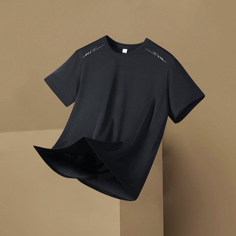 Sports T-Shirt Men'S Fashionable Ice Silk Cool T-Shirt Men'S Summer Thin Loose Sports Breathable Quick-Drying Mesh Short Sleeve - Image 4