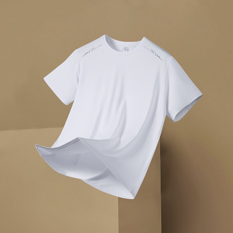 Sports T-Shirt Men'S Fashionable Ice Silk Cool T-Shirt Men'S Summer Thin Loose Sports Breathable Quick-Drying Mesh Short Sleeve - Image 2