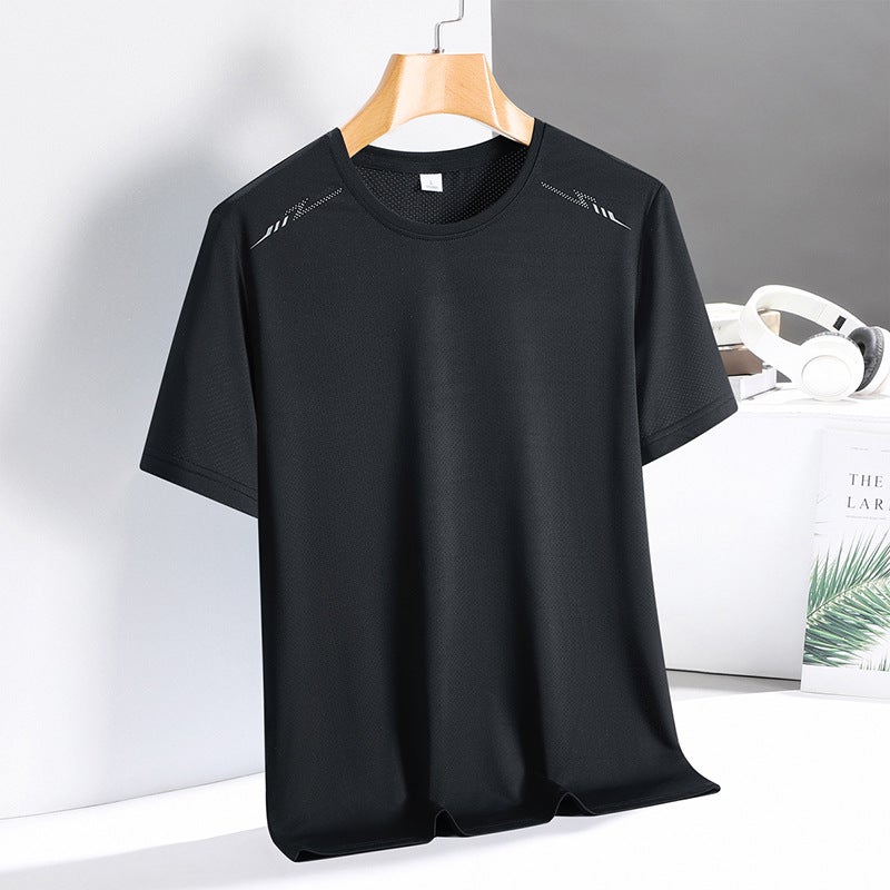 Sports T-Shirt Men'S Fashionable Ice Silk Cool T-Shirt Men'S Summer Thin Loose Sports Breathable Quick-Drying Mesh Short Sleeve - Image 1