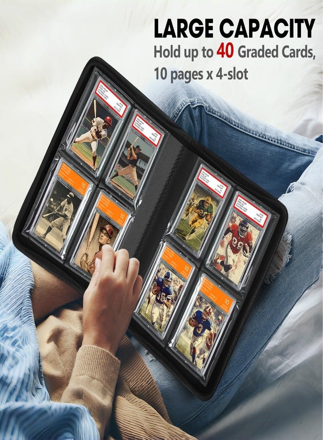 JoyHood 40 Pockets Graded Card Binder, PSA Slab Holder Binder, Graded Card Storage Album for PSA and CGC Slabs (4 Pockets, Black) - Image 5