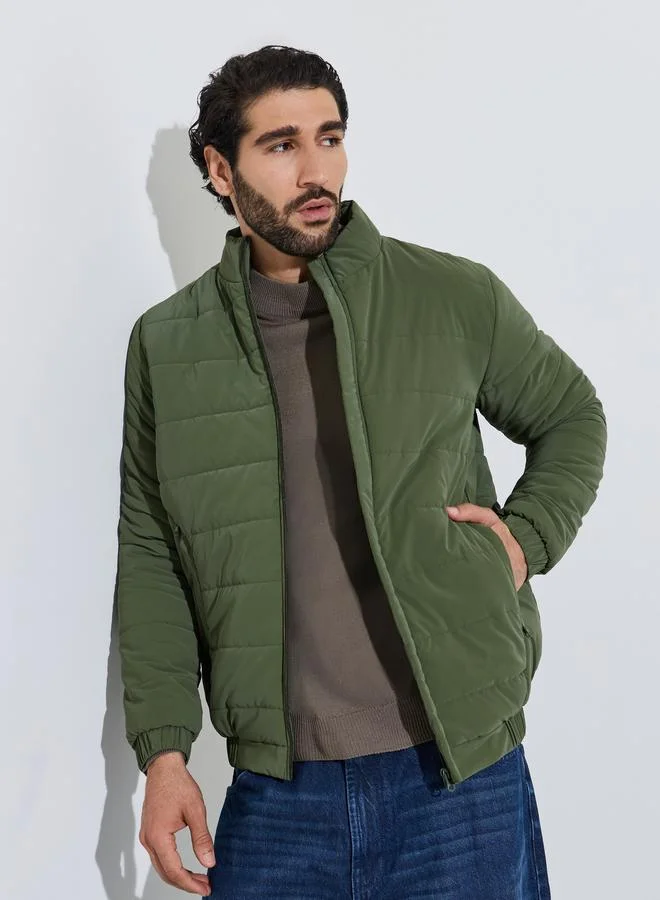 ستايلي Men Olive Quilted Puffer Jacket