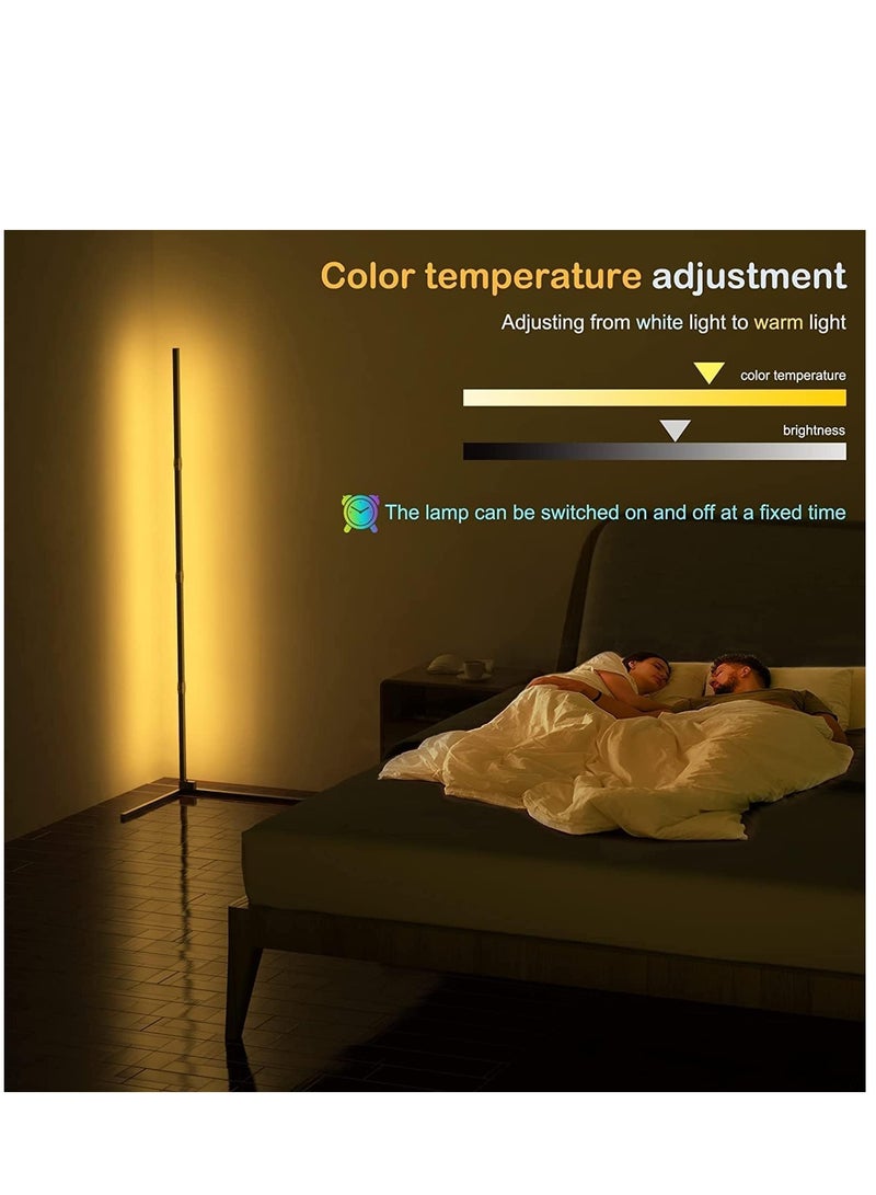 RGB LED Floor Lamp with Bluetooth App, RGB Corner Floor Lamp with Remote Control, Music and DIY Mode, Color Changing Mood Lighting for Living Room, Bedroom