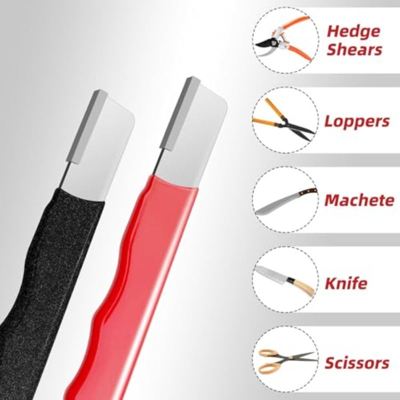Garden Tool Sharpener Blade Sharpening Instrument for Hedge Shears Pruners Scissors Knives Mini Portable for Lawn Yard Farming Tackle Gardening Maintenance 2 Pack BlackRed - Image 4