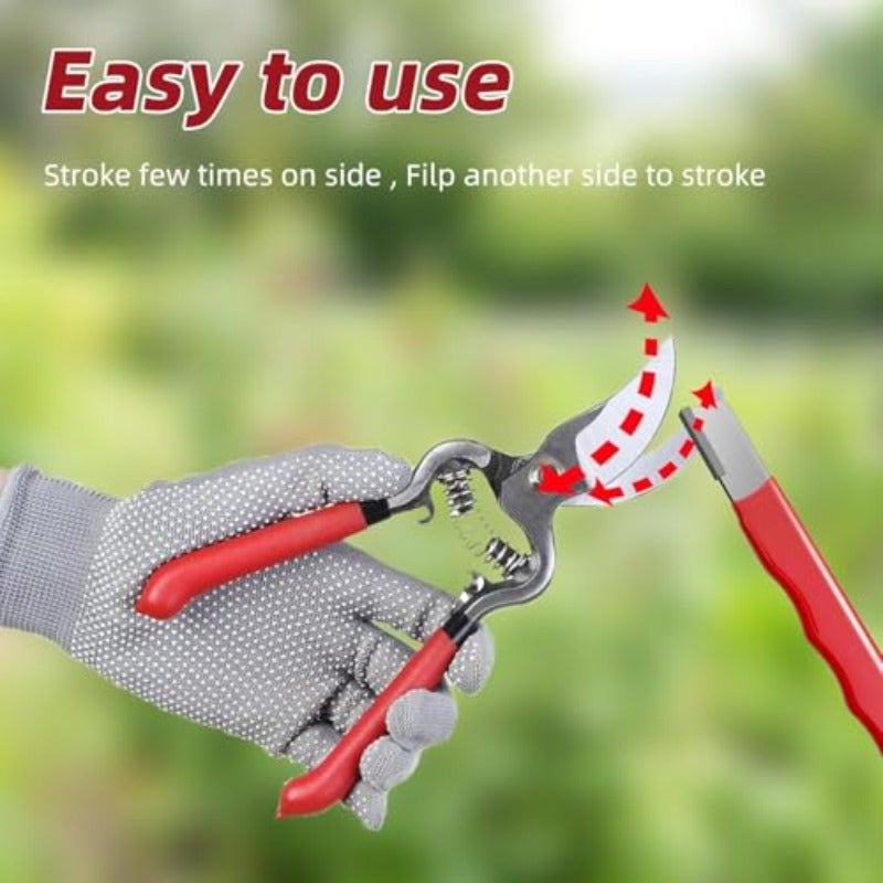 Garden Tool Sharpener Blade Sharpening Instrument for Hedge Shears Pruners Scissors Knives Mini Portable for Lawn Yard Farming Tackle Gardening Maintenance 2 Pack BlackRed - Image 5