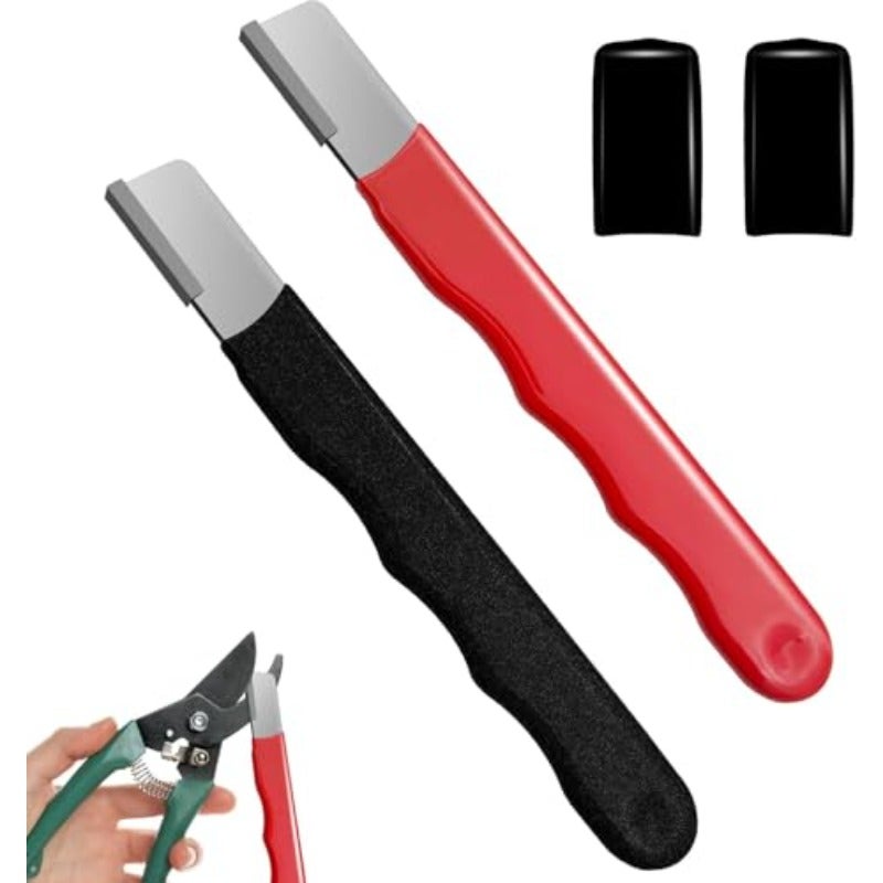 Garden Tool Sharpener Blade Sharpening Instrument for Hedge Shears Pruners Scissors Knives Mini Portable for Lawn Yard Farming Tackle Gardening Maintenance 2 Pack BlackRed - Image 2