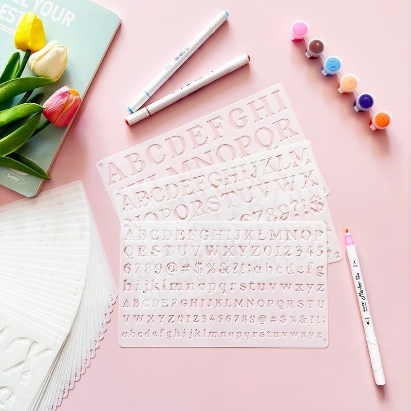 Duozea 1/3, 1/2, 3/4, 1, 2 Inch Letter Stencils for Painting, 28 Pack Reusable Plastic Alphabet and Number Stencils for Crafts Art Projects - Image 4
