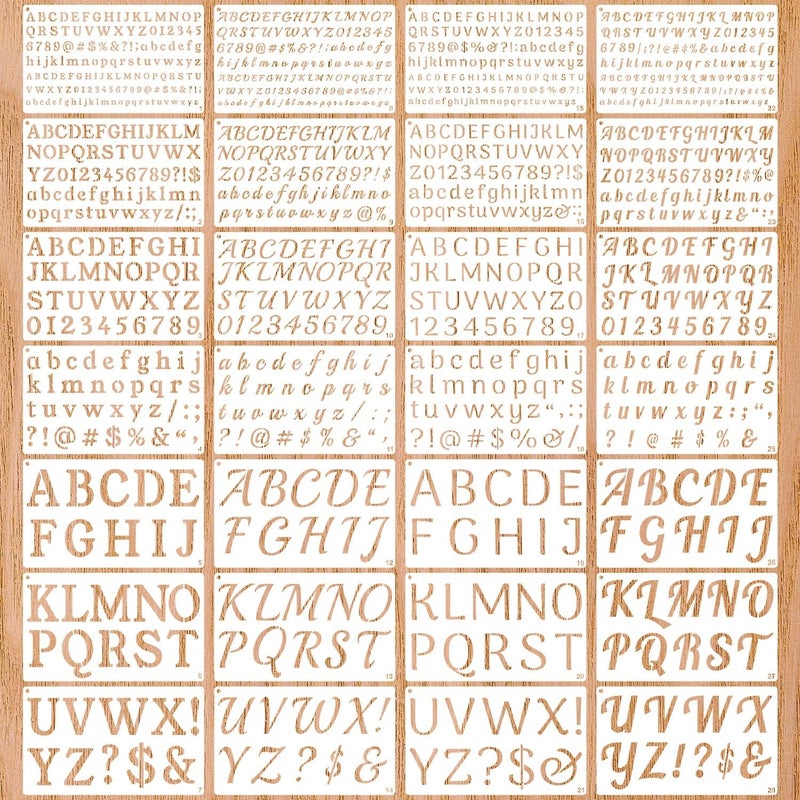 Duozea 1/3, 1/2, 3/4, 1, 2 Inch Letter Stencils for Painting, 28 Pack Reusable Plastic Alphabet and Number Stencils for Crafts Art Projects - Image 1