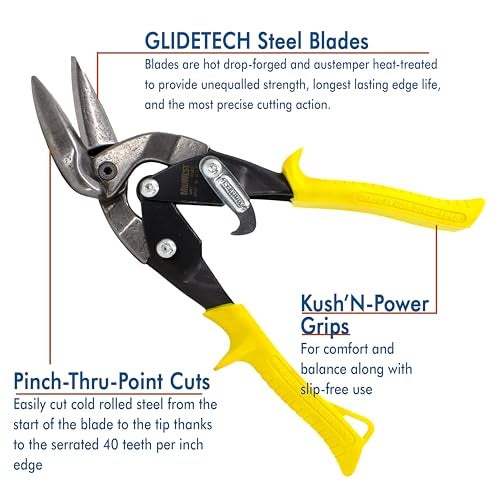 Midwest Snips MIDWEST Aviation Snip - Straight Cut Offset Tin Cutting Shears with Forged Blade & KUSH'N-POWER Comfort Grips - MWT-6510S - Image 3