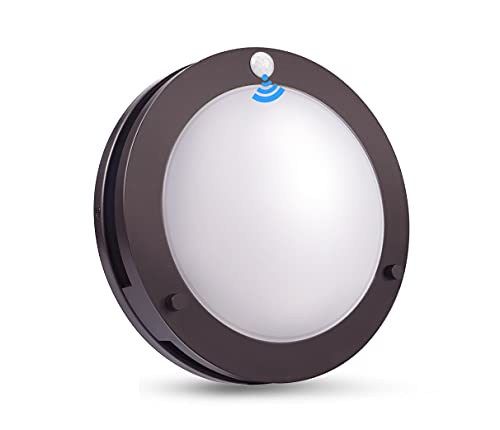 CLOUDY BAY Indoor Outdoor 10inch 5 Color Motion Sensor Light Sensor LED Flush Mount Ceiling Light, 2700K/3000K/3500K/4000K/5000K Selectable, 20W CRI90+ Oil Rubbed Bronze,Dustproof Design,Wet Location - Image 1