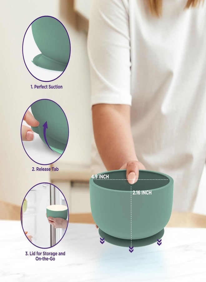 سبريك وعاء شفط مع أغطية وملاعق، خالٍ من مادة BPA، مجموعة تغذية الأطفال من السيليكون، شفط قوي للغاية، للأطفال الصغار والرضع - Image 3