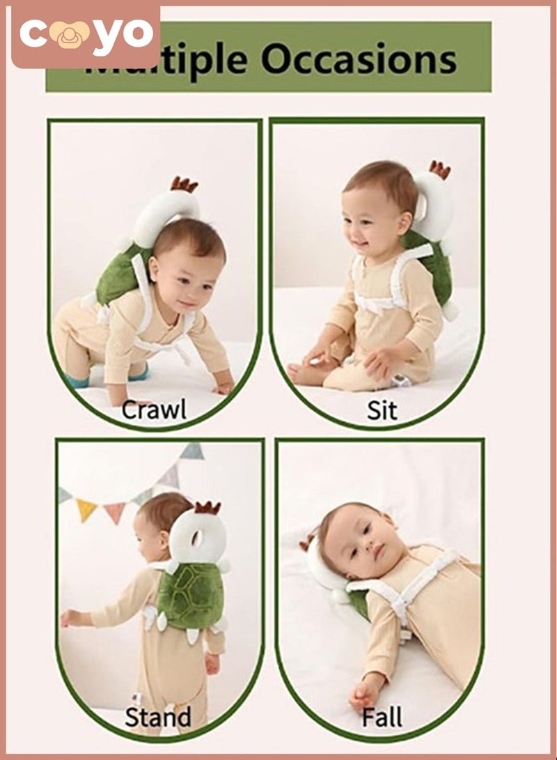 COYO Toddler Baby Head Protection Cushion Turtle Adjustable Baby Head Protection Backpack Soft and Breathable Infant Support Head Pillows Cartoon Baby Wear Safety Pad for Crawling - Image 2