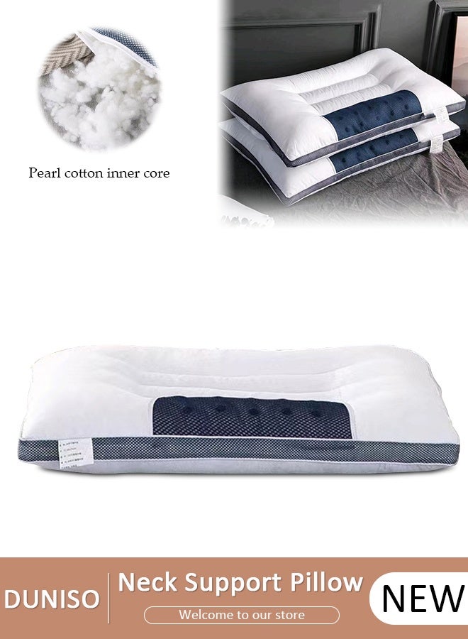 DUNISO قطعة واحدة من وسادة بذور كاسيا المريحة للغاية لتخفيف آلام الرقبة والرأس والكتف وسائد دعم محيطية للنوم في السرير وتقويم العظام والعمود الفقري العنقي وسادة مطاطية لنائم المعدة والجانب الخلفي - Image 1