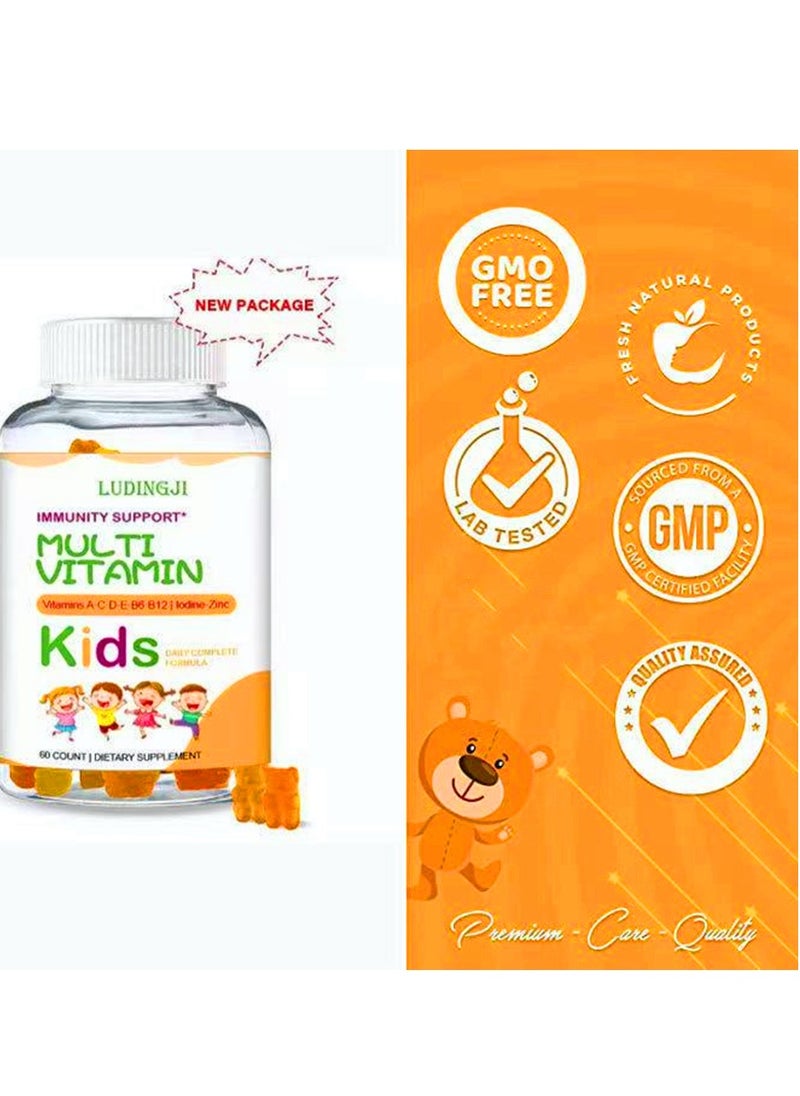 Luditek - Kids Multivitamin Gummies   Daily Supplement  Zinc Biotin Gummy Multivitamins for Children All Natural Chewable (60 Count) - Image 1