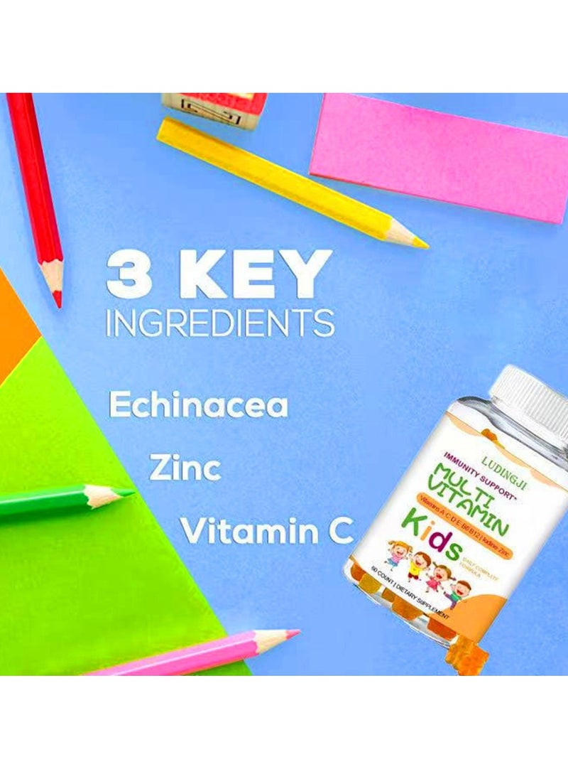 Luditek - Kids Multivitamin Gummies   Daily Supplement  Zinc Biotin Gummy Multivitamins for Children All Natural Chewable (60 Count) - Image 1