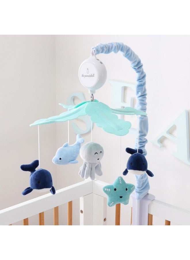 The Peanut Shell موبايل سرير بيبي من بي نات شيل للأولاد أو البنات - موبايل موسيقي للسرير باللونين الأزرق الفاتح والداكن مع 12 لحن مهدئ، ديكور بحري لغرفة الأطفال - Image 5