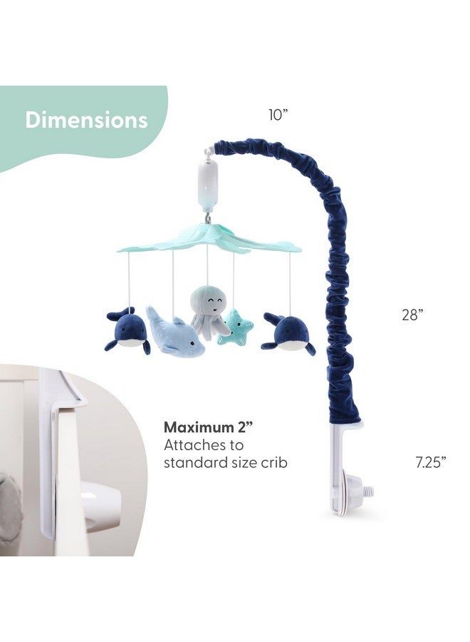 The Peanut Shell موبايل سرير بيبي من بي نات شيل للأولاد أو البنات - موبايل موسيقي للسرير باللونين الأزرق الفاتح والداكن مع 12 لحن مهدئ، ديكور بحري لغرفة الأطفال - Image 4