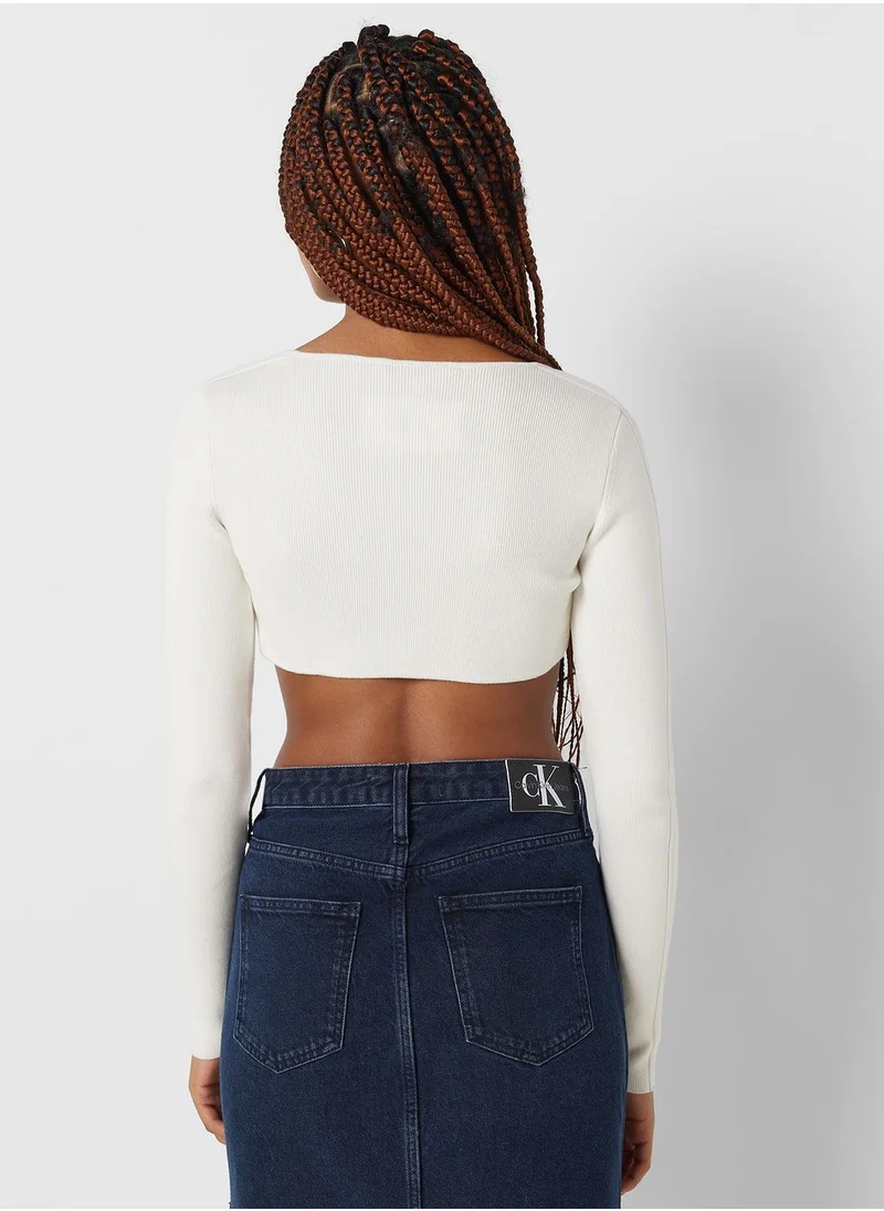 Calvin Klein Jeans Button Detail Crop Cardigan