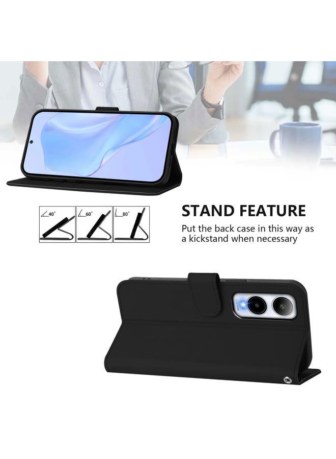 Green Tiger Case For Cricket Icon 6 Skin Feel Solid Color Leather Phone Case with Lanyard - Image 3