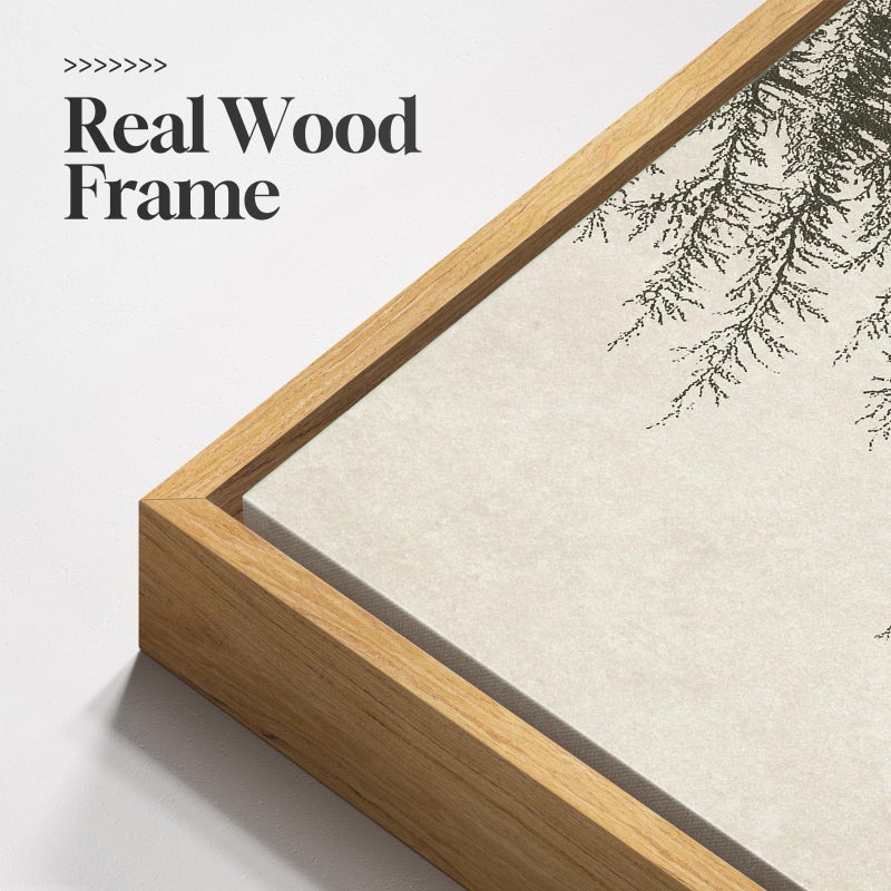 Cuspin Framed Vertical Vintage Sketch Tree Living Room Wall Art, Large Black Beige Rustic Pine Artwork for Walls, Classic Antique Nature Forest Canvas Painting Print for Office Kitchen Foyer Stair 20x40 Inch - Image 3