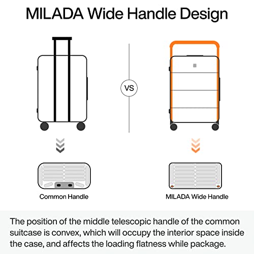 MILADA Wide Handle Carry On Luggage with Front Pocket Hardshell 20 Inch Front Opening Luggage with Spinner Wheels TSA Lock Aluminium Suitcase Airline Approved Carry-On Travel Luggage, White - Image 4