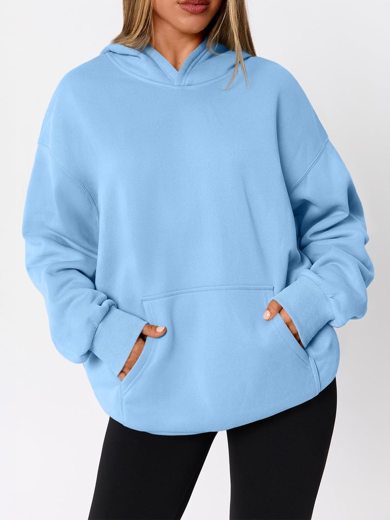 WYNNQUE Hoodies for Women Oversized Sweatshirts Fall Fashion Outfits 2026 Casual Sweaters Tops Fleece Plus Size Workout Comfy Winter Clothes SkyBlue L - Image 3