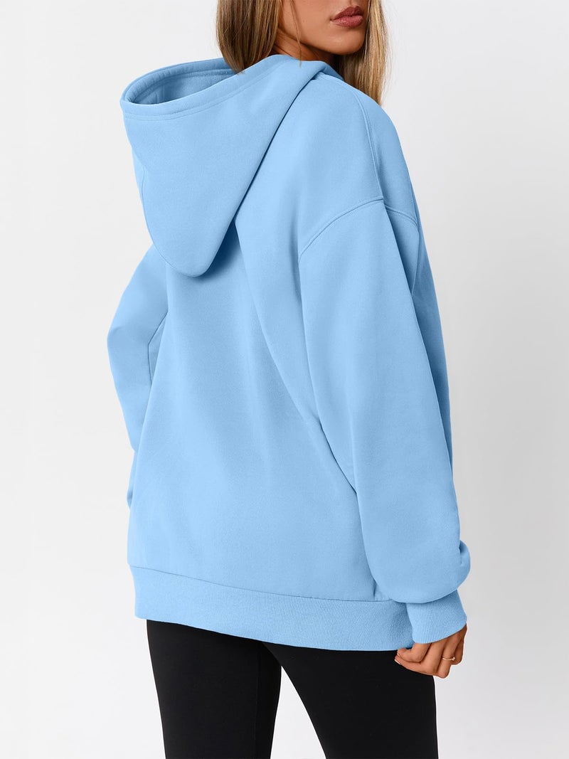 WYNNQUE Hoodies for Women Oversized Sweatshirts Fall Fashion Outfits 2026 Casual Sweaters Tops Fleece Plus Size Workout Comfy Winter Clothes SkyBlue L - Image 4
