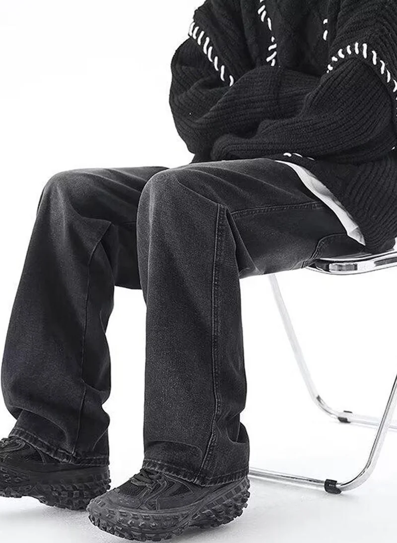 YUNIQEE Black Relaxed Fit Mid-Rise Jeans