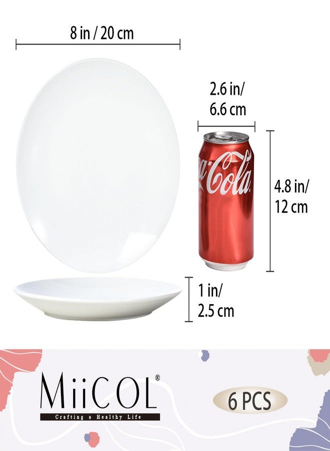 Miicol Ceramic Appetizer Plates Set of 6, White Dessert Plates 8 Inch, Small Dinner Plates, Modern Round Salad Plates, Porcelain Serving Dishes for Snack, Bread, Fruit, Microwave & Dishwasher Safe - Image 3