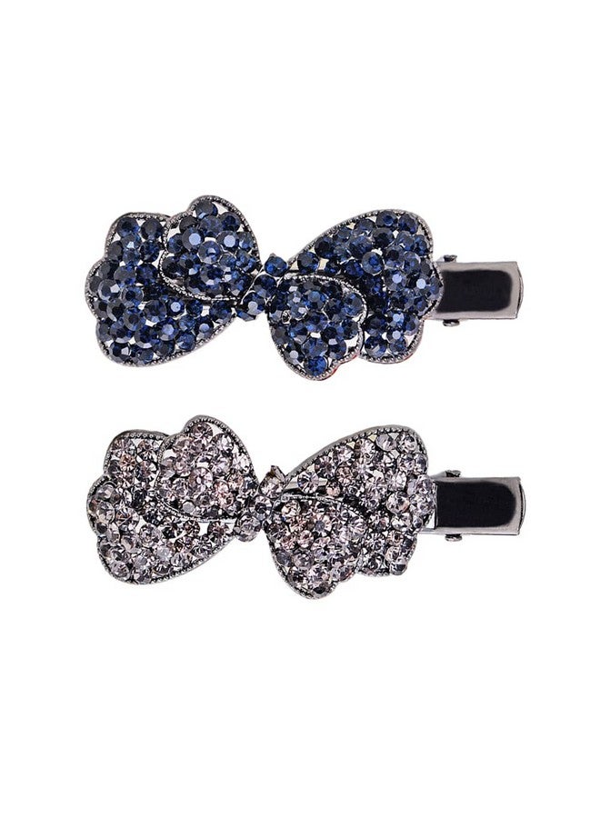 Ruihfas 2Pcs Vintage Crystal Rhinestone Bowknot Alligator Hair Pins Teeth Bows Hair Clips Hair Grip Hair Accessories Hairpins For Women Girls - Image 1
