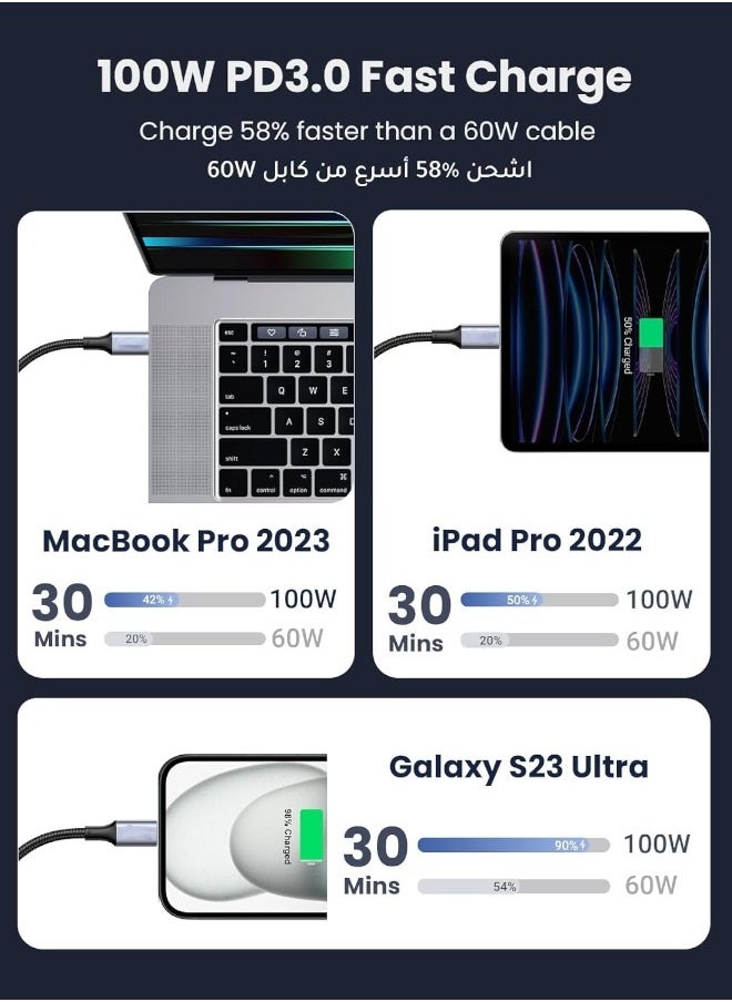 PROMASS PROMASS 2M Braided USB C to USB C Cable with Power Delivery Technology, 100W Fast Charging for iPhone 16 Pro Max iPhone 15 Pro iPad Mini 6 MacBook Pro 2021 14" 16" Mac Air 12.9" Samsung S24 Ultra Huawei P40  - Image 4