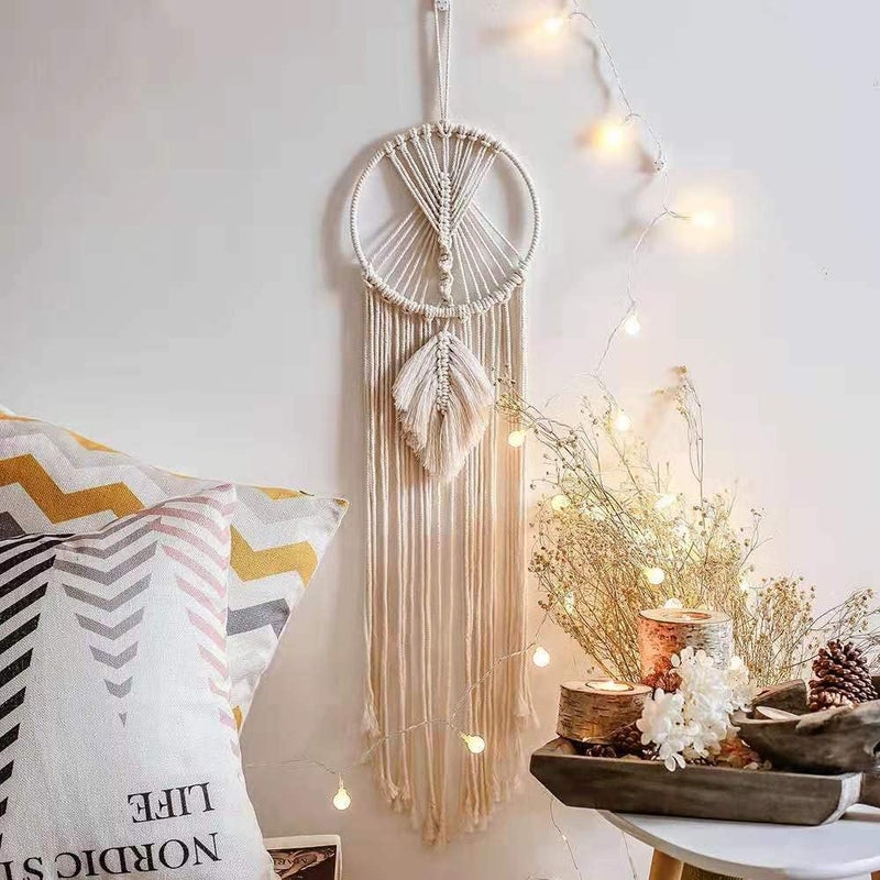 Aotoer Large Dream Catcher Boho Macrame Dreamcatcher Cotton Woven Macrame Wall Hanging for Wedding Decoration, Present for Valentines Anniversary Day Birthday or Classmates