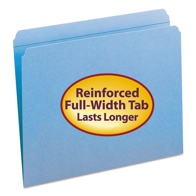 Smead File Folder, Reinforced Straight-Cut Tab, Letter Size, Blue, 100 per Box (12010) - Image 1