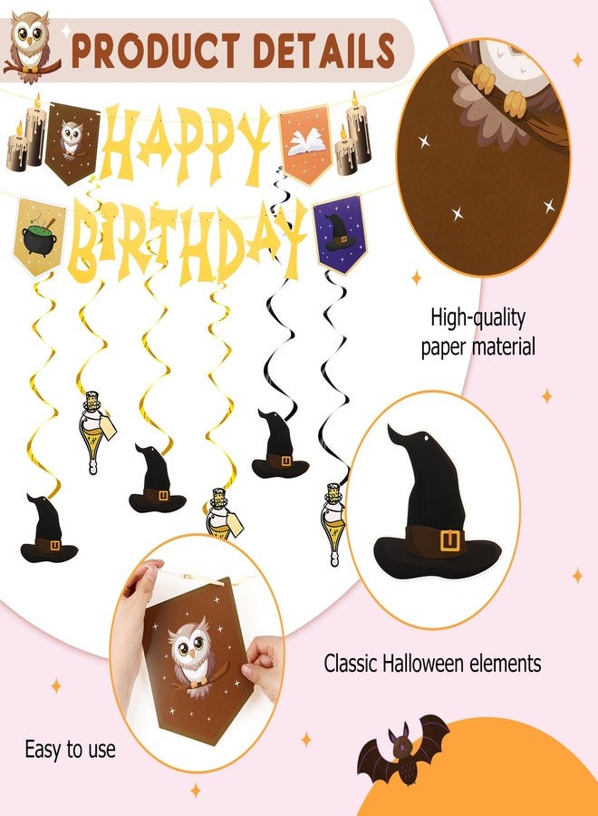 Remagr 13 Pcs Halloween Birthday Decorations Include Wizard Birthday Backdrop Banner and Magical Theme Wizard Hanging Swirl Decorations, Photoshoot Backdrop Foil Swirls Streamers for Party - Image 3